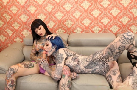 Tattooed Women Tiger Lilly & Amber Luke Partake In Strap-on Lesbian Sex