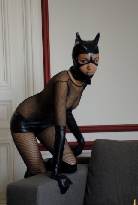 Brazilian Model Angelique Poses In A See-through Catwoman Outfit