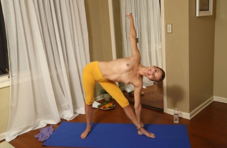 Skinny Teen Sophia Sweet Displays Her Flexibility While Doing Yoga In The Nude
