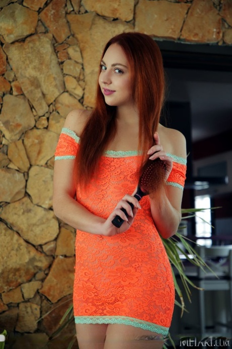 Young Redhead Valery Leche Casts Off Her Dress Before Great Nude Poses