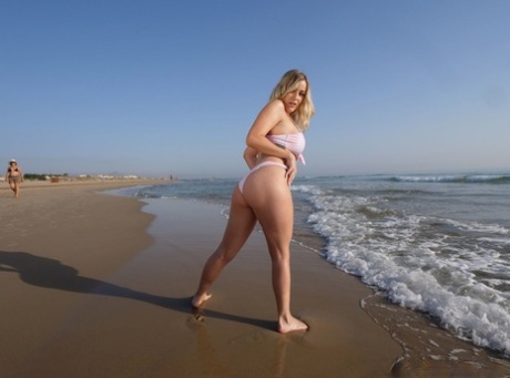 Tattooed Blonde Marica Chanel Unleashes Her Great Tits While At The Beach