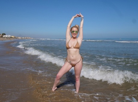 Solo Girl Georgie Lyall Looses Her Natural Tits From A Bikini While In The Sea