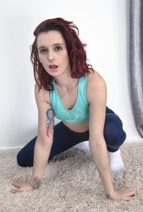 Redhead Amateur Lily May Frees Her Bush While Wearing White Socks