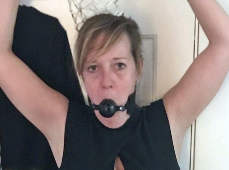 Mature Lady Meyer Is Fitted With A Ball Gag And Nipple Clamps While Restrained