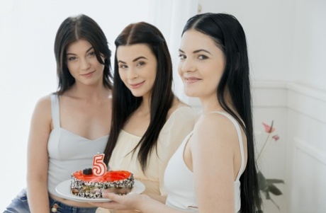 Three Young Girls Masturbate Together In White Shoes During A Celebration