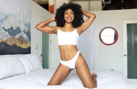 Ebony Chick Olivia Jayy Sports An Afro While Having POV Sex On A Bed