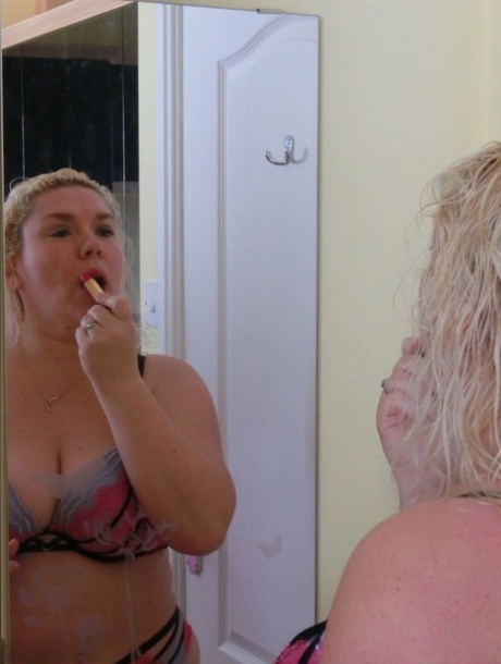 Post-show: The woman who is now known as Barby (left) is seen in the shower, but she still masturbates with a vibrator