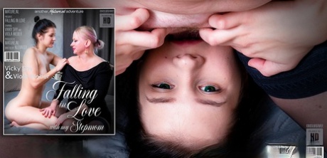 Pregnant: A mature woman flirts with her stepdaughter before they have sex with each other.