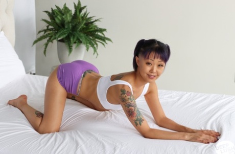 Tattooed Asian Girl Saya Song Has POV Sex With A Big White Cock