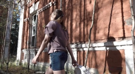 Short Taken Girl Diana Slides A Thong Aside While Pissing Behind A Building