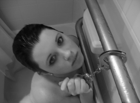 Kinky Teen Barbie Bondage In Bathtub Black And WhiteBondage,Handcuffs,Teen