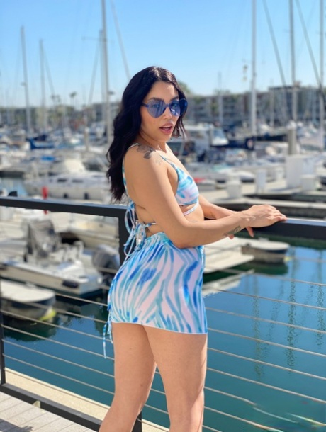 Latina Girl Vanessa Sky Models A Bikini At A Marina Before Ass Licking POV Sex