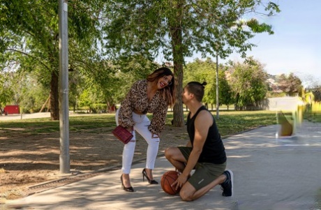 Busy plumper Lya Lips engage in anal sexual activity with a basketball player.