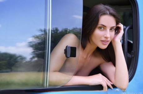 Brunette Teen Jasmine Jazz Gets Completely Naked Inside A Minivan