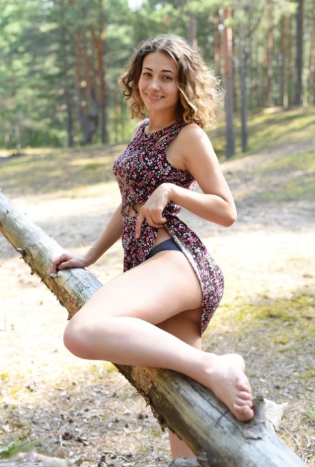 Nice Young Girl Ari Gets Completely Naked While In A Forested Area
