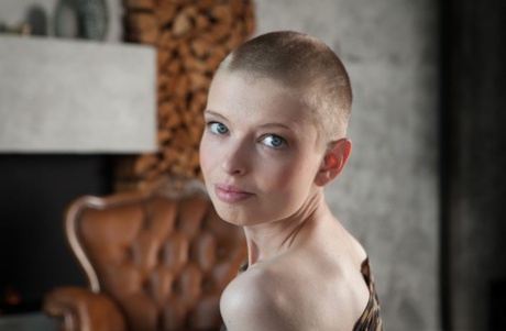 18-year-old Girl Octavia Sports A Buzz Cut While Touching Her Full Bush