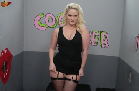 Chubby blonde girl Lisey Sweet has been known to have sexual relations with black cocks through gloryholes.