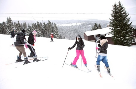 Four Teen Girls Try Lesbian Sex For The First Time After Hitting The Slopes