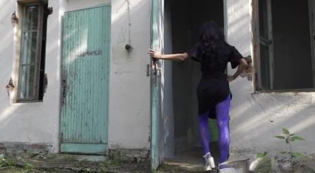 Flexible Brunette Gypsy Queen Takes A Piss Outside Of An Abandoned Building