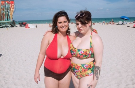 Overweight Lesbian Alana Lace And A Thick Girlfriend Go To The Beach In Shades