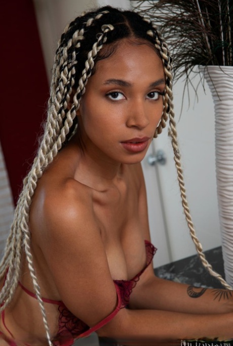 Ebony Teen With Long Hair And A Perfect Ass Aly Deity Gets Naked In A Bathroom
