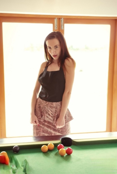 British MILF Sophia Smith Goes Topless Up Against A Snooker Table