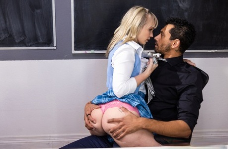 Blonde Coed Lilly Bell Has Sex With Her Teacher On Top Of His Desk