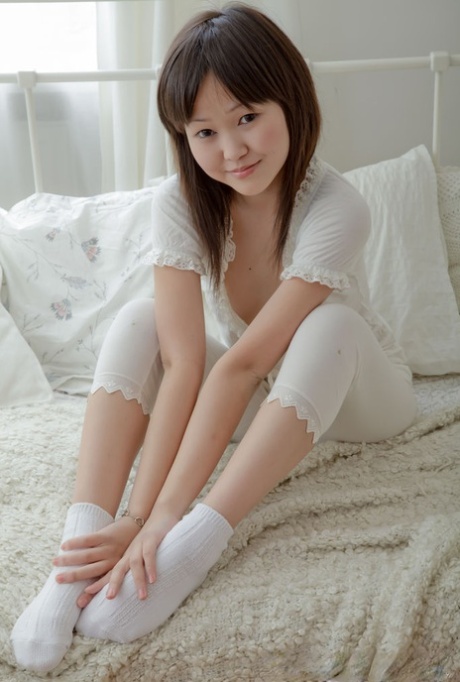 Adorable Asian Teen Magna F Touches Her Pussy While Wearing White Socks