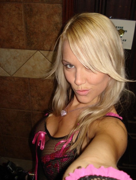 Sexy Blonde Aussie Jewel Applies Nipple Pasties While Taking Self Shots