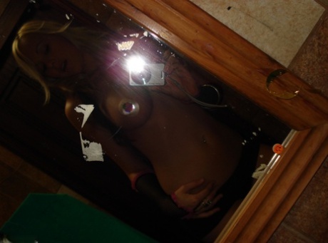 Sexy Blonde Aussie Jewel Applies Nipple Pasties While Taking Self Shots