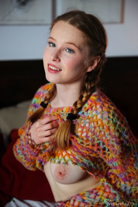 Young Girl Laura Lit Gets Naked With Her Hair In Braided Pigtails