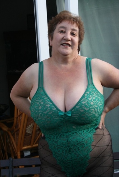 Older UK Fatty Kinky Carol Strips To Lingerie And Pantyhose Outside Her House
