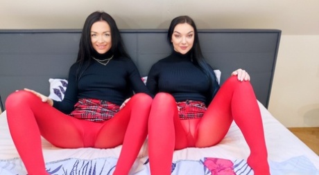 Zuzu Sweet & Lady Gang Hitch Up Matching Miniskirts In Matching Pantyhose