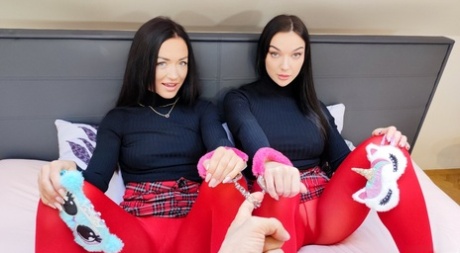 Zuzu Sweet & Lady Gang Hitch Up Matching Miniskirts In Matching Pantyhose