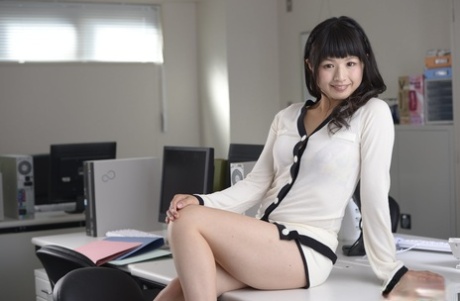 Cute Japanese Secretary Yuzuki Strips To Her Ankle Strap Heels At Work