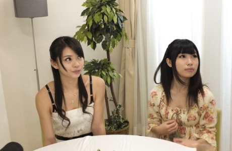 Japanese Girls Runa Kobayashi & Akubi Yumemi Are Fingered Over Dinner