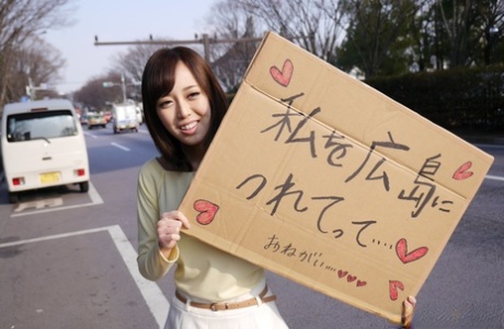 Pretty Japanese Girl Shiori Yamate Shows Her Boobs After Hitchhiking A Ride