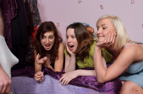 Three British Girls Give CFNM Blowjobs During The Course Of A Sleepover