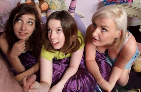 Three British Girls Give CFNM Blowjobs During The Course Of A Sleepover