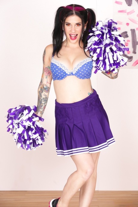 Tattooed Cheerleader Joanna Angel Yanks On Her Pigtails After Getting Naked