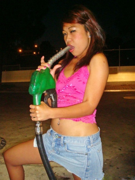 Young Asian girl Myla Montez gets kicked and rocked for gas money.