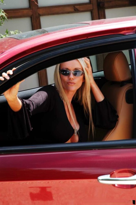 Hot Blonde Chick Lucy Zara Flashes A No Oanty Upskirt In A Sports Car