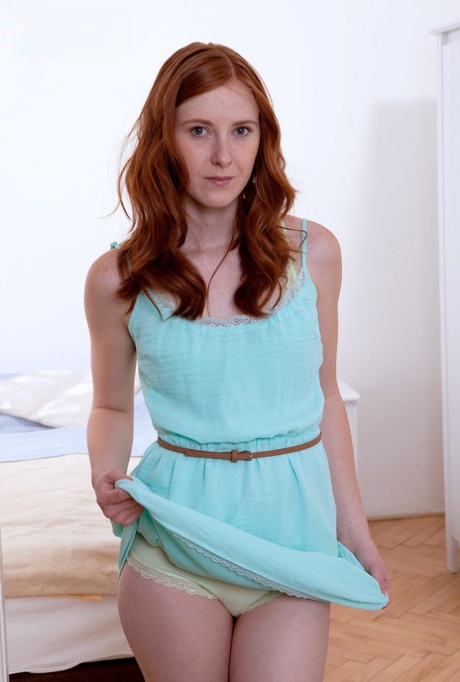 Freckle Faced Redhead Linda Sweet Undresses In Front Of A Mirror In Bedroom