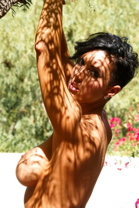 Beautiful Latina Dylan Ryder Suns Her Big Boobs On The Villa Steps