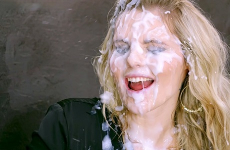 Blonde Chick Gets Soaked From Head To Toe In Jizz At A Gloryhole