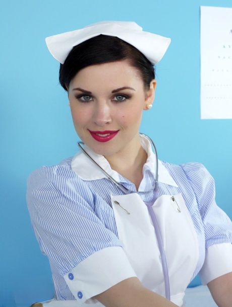 Sexy Vintage Nurse Jocelyn-Kay Removes Her Uniform To Cheer Up The Patients