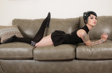 Tattooed Emo Model Rachel Ravaged Stretching Pussy Wide Open After Disrobing