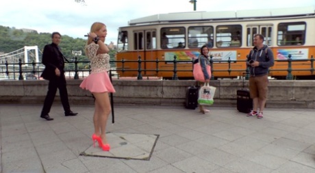 Public places often involve forcing a submissive blonde into sexual acts.