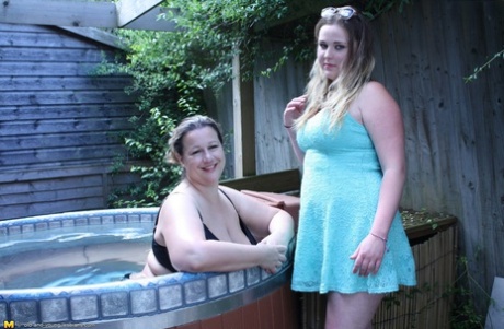 Older BBW Has Lesbian Sex With A Teen Plumper In A Swimming Pool