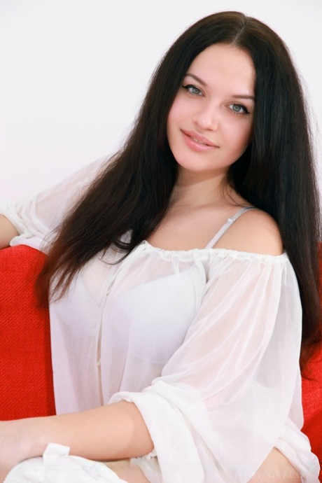 Dark Haired Russian Teen Marisa Nicole Exposes Her Great Body In White Socks